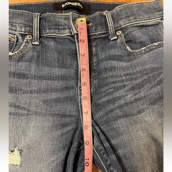 EXPRESS Skinny Ankle Stretch Women’s 8R Distressed Raw Hem Dark Wash Jeans | Y2K - Picture 12 of 16